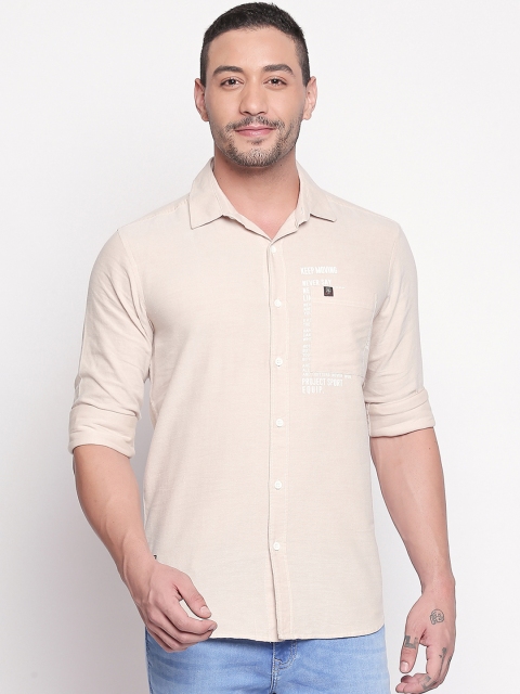 

Mufti Men Beige Slim Fit Solid Casual Shirt