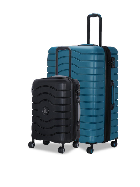 

IT luggage Unisex Set Of 2 Intervolve 360-Degree Rotation Hard-Sided Trolley Suitcases, Teal