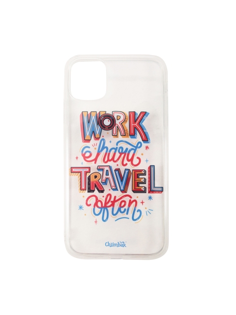 

Chumbak Transparent & Red Work Hard Travel Often iPhone 11 Case Cover