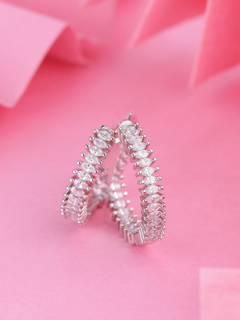 

Tistabene Rhodium-Plated & Silver-Toned Contemporary Hoop Earrings
