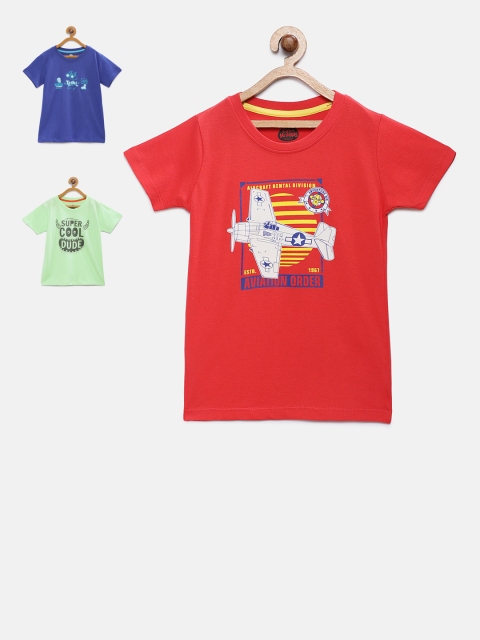 

Cub McPaws Boys Pack of 3 Printed Round Neck T-shirts, Red