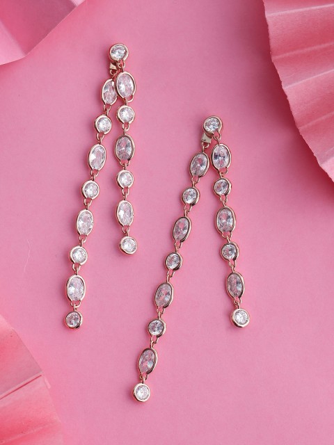 

Tistabene Rose Gold-Plated & White Contemporary Drop Earrings