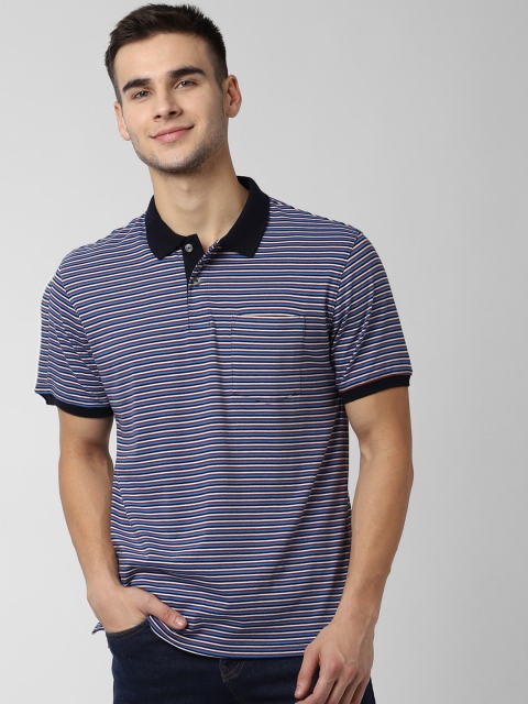

Peter England Casuals Men Multicoloured Striped Polo Collar T-shirt, Multi
