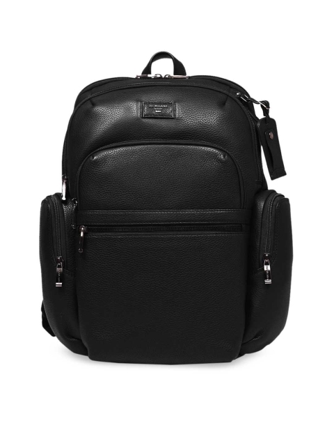 

Da Milano Unisex Black Solid Leather Backpack