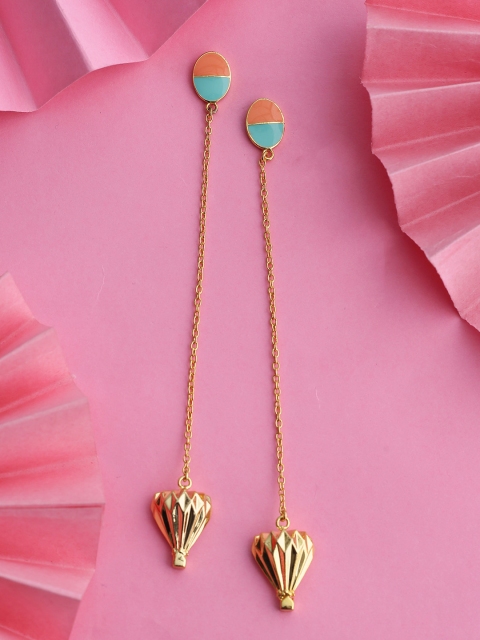

Tistabene Gold-Plated & Sea Green Contemporary Drop Earrings