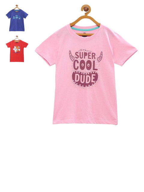 

Cub McPaws Boys Pack of 3 Printed Round Neck T-shirts, Red