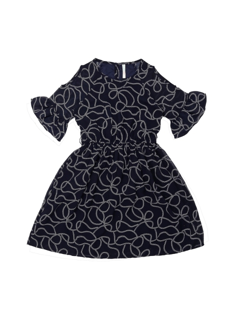 

Pantaloons Junior Girls Navy Blue Printed Fit and Flare Dress