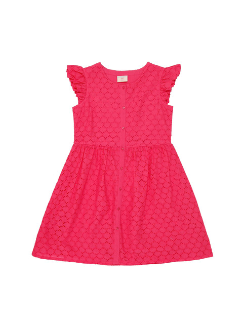 

Pantaloons Junior Girls Pink Self Design Fit and Flare Dress
