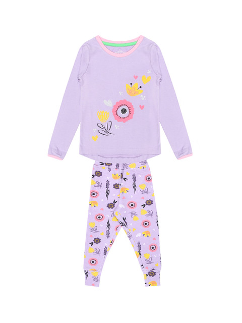 

Nap Chief Girls Lavender & Pink Printed Night Suit
