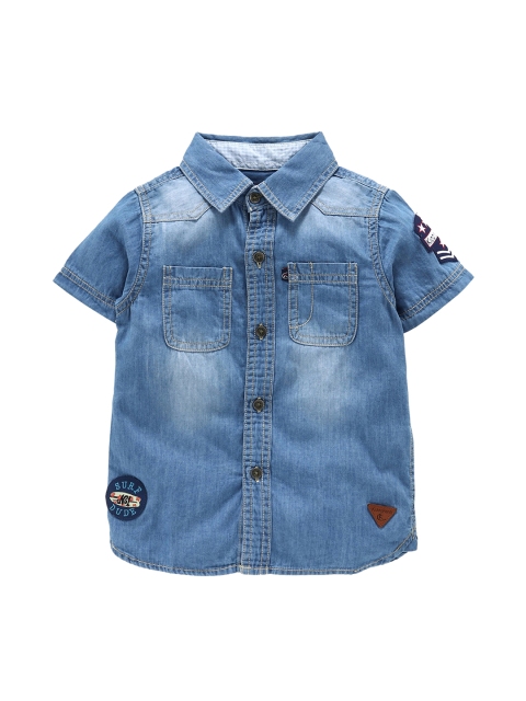 

KiddoPanti Boys Blue Regular Fit Faded Casual Shirt