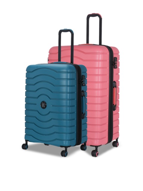 

IT luggage Unisex Set Of 2 Intervolve 360 Degree Rotation Hard-Sided Trolley Suitcases, Pink
