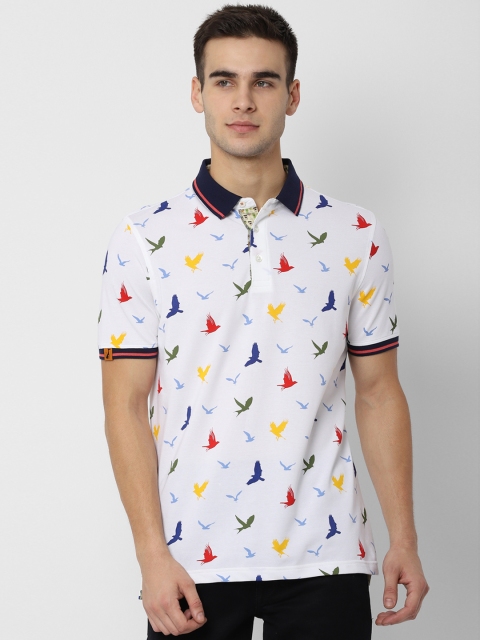 

SIMON CARTER LONDON Men White Printed Slim Fit Polo Collar T-shirt
