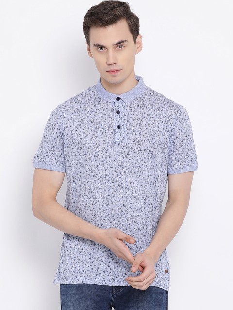 

Crimsoune Club Men Lavender Printed Slim Fit Polo Collar T-shirt