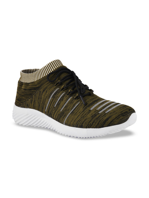 

ZAPATOZ Men Green Mesh Mid-Top Running Shoes