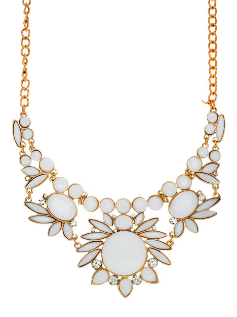 

Gold Toned White & Gold-Toned Alloy Enamelled Necklace