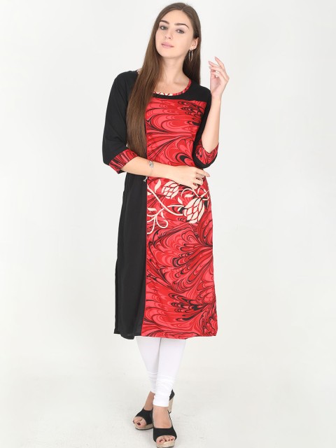 

Rasada Women Black & Red Printed A-Line Kurta