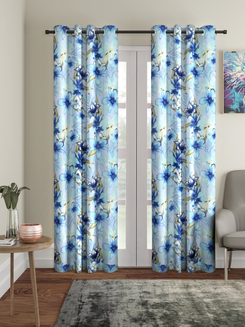 

Home Sizzler Blue & White Set of 2 Door Curtains