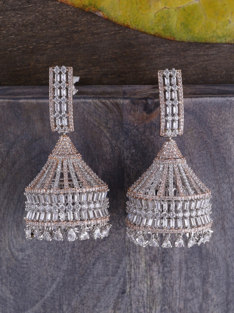 

Tistabene Rose-Gold Plated Gold Dome Shaped Jhumkas, White