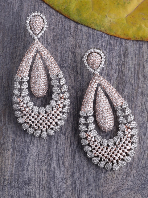 

Tistabene Rose-Gold Plated Contemporary Drop Earrings, White