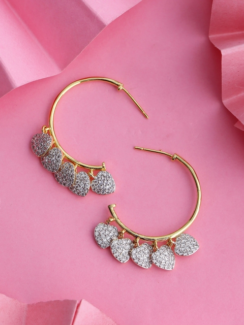

Tistabene White & Rose Gold Plated Contemporary Half Hoop Earrings
