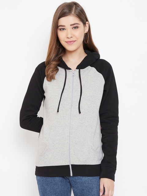

Rute Women Grey & Black Colourblocked Hooded Sweatshirt