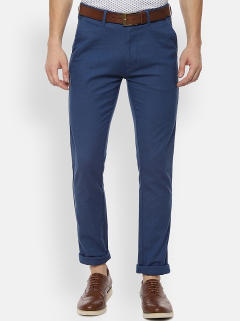 

V Dot Men Blue Slim Fit Solid Regular Trousers