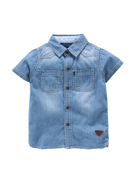

KiddoPanti Boys Blue Regular Fit Faded Casual Shirt
