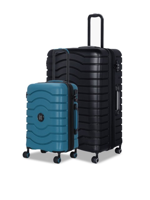 

IT luggage Unisex Set Of 2 Intervolve 360-Degree Rotation Hard-Sided Trolley Suitcases, Black