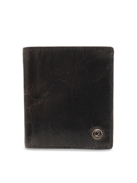 

Da Milano Men Brown Textured Leather Two Fold Wallet