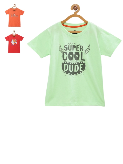 

Cub McPaws Boys Pack of 3 Printed Round Neck T-shirts, Red