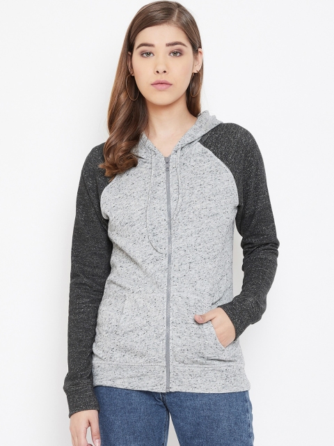 

Rute Women Grey Solid Hooded Sweatshirt