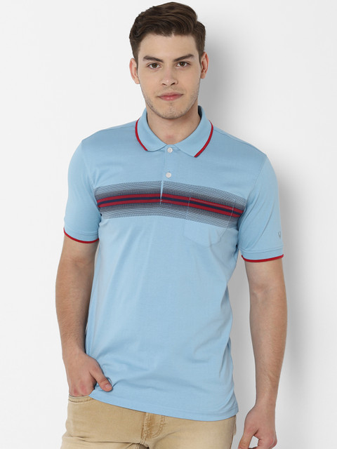 

Allen Solly Men Blue Striped Polo Collar T-shirt