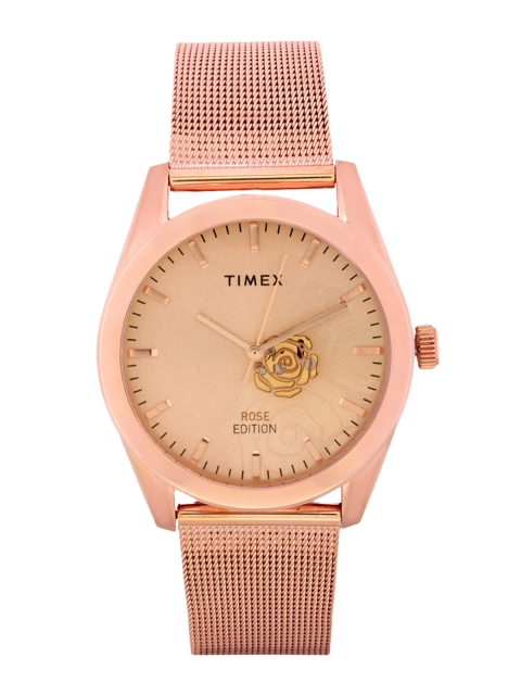 

Timex Women Beige & Rose Gold Analogue Watch TWEL13203