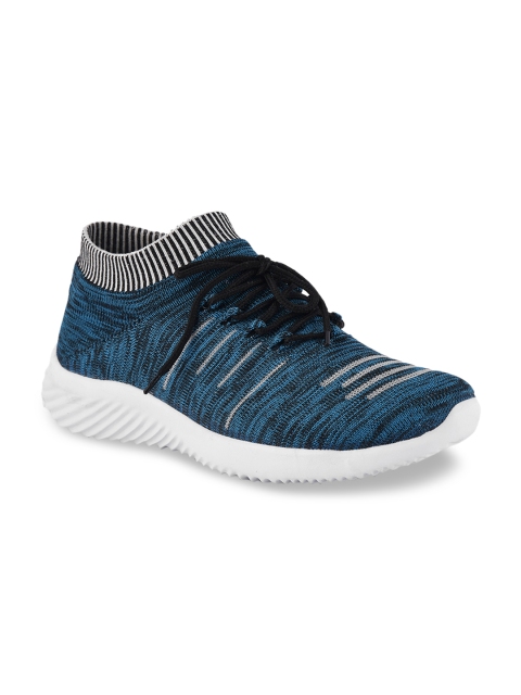 

ZAPATOZ Men Teal Blue & White Mesh Mid-Top Running Shoes