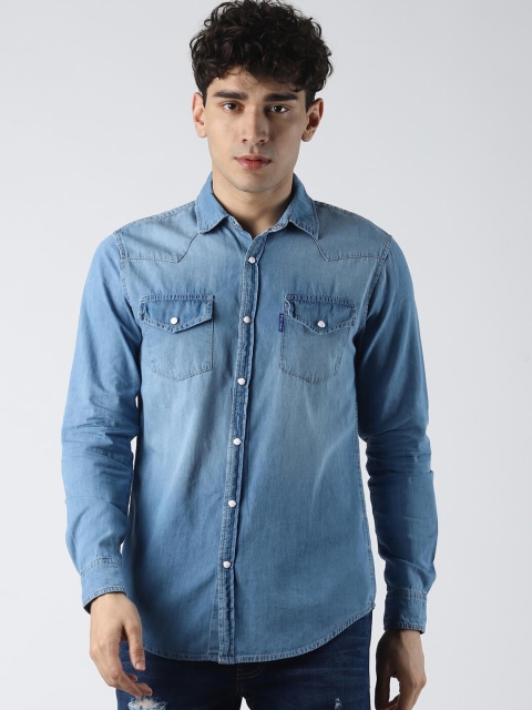 

Blue Saint Men Blue Slim Fit Faded Denim Casual Shirt