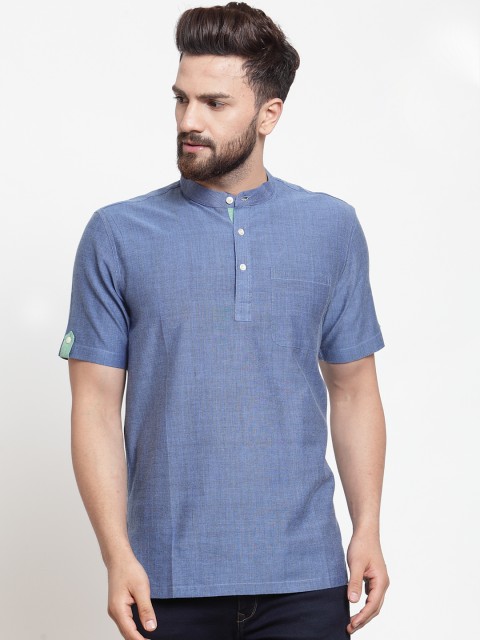 

NEUDIS Men Blue Solid Straight Kurta