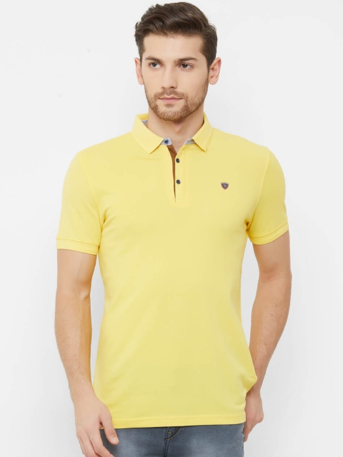 

NEXGEN CLUB Men Yellow Solid Polo Collar T-shirt