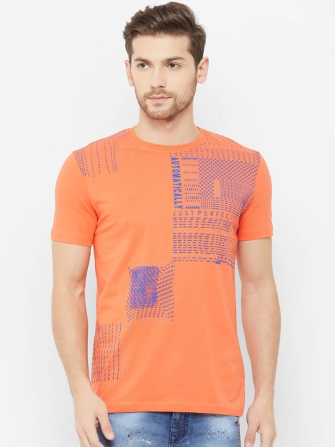

NEXGEN CLUB Men Orange Printed Round Neck T-shirt