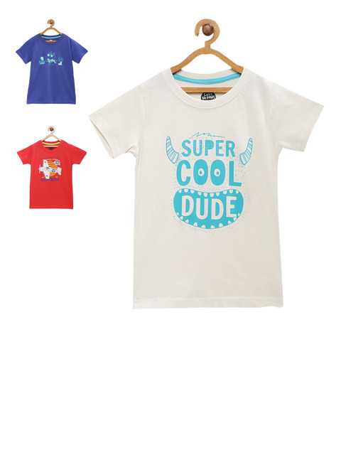 

Cub McPaws Boys Pack of 3 Printed Round Neck T-shirts, Red