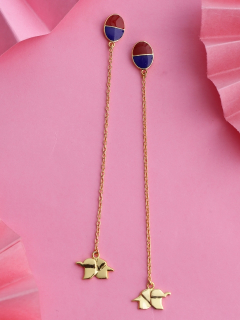 

Tistabene Gold-Plated & Blue Contemporary Drop Earrings