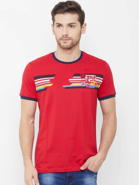 

NEXGEN CLUB Men Red Printed Round Neck T-shirt