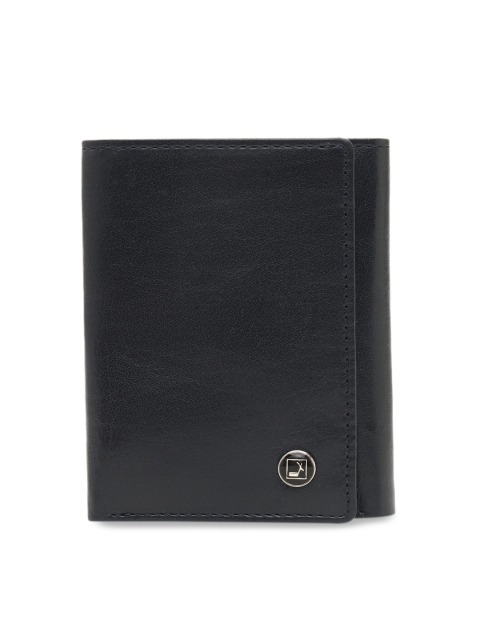 

Da Milano Men Blue Solid Leather Three Fold Wallet
