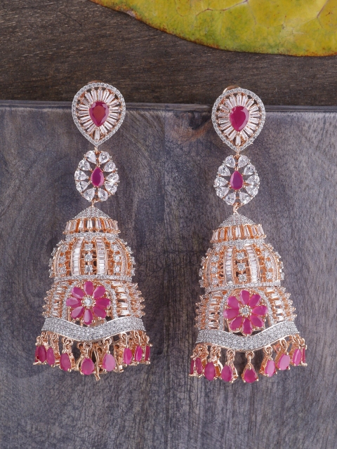 

Tistabene Pink & White Gold-Plated Classic Drop Earrings