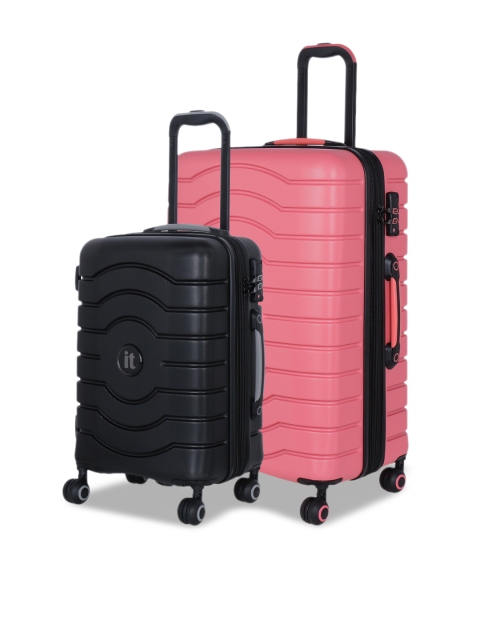 

IT luggage Unisex Set Of 2 Intervolve 360-Degree Rotation Hard-Sided Trolley Suitcases, Pink