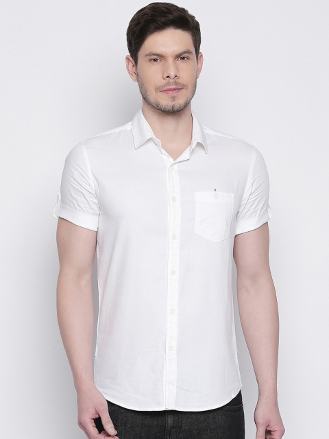 

Mufti Men White Slim Fit Solid Casual Shirt