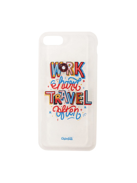 

Chumbak Transparent & Red Work Hard Travel Often iPhone 8 and SE Case Cover