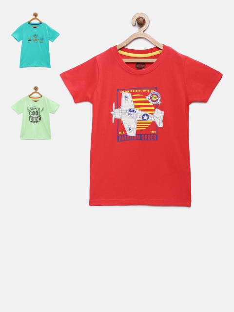

Cub McPaws Boys Pack of 3 Printed Round Neck T-shirts, Red