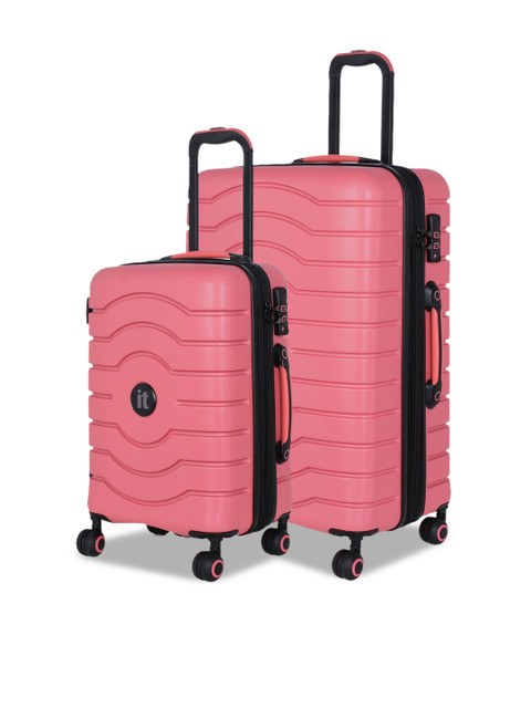 

IT luggage Set Of 2 Pink Intervolve 360-Degree Rotation Hard-Sided Trolley Suitcases