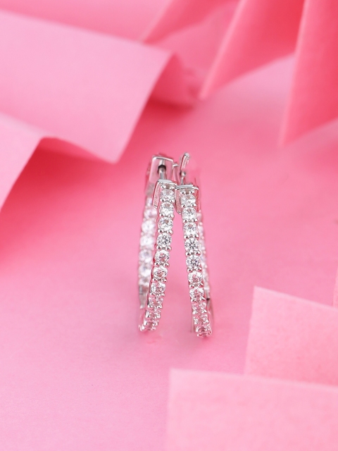 

Tistabene Rhodium-Plated & Silver-Toned Contemporary Hoop Earrings