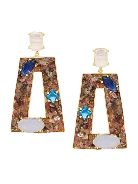

NITAARA Brown & Lavender Gold Plated Handcrafted Drop Earrings